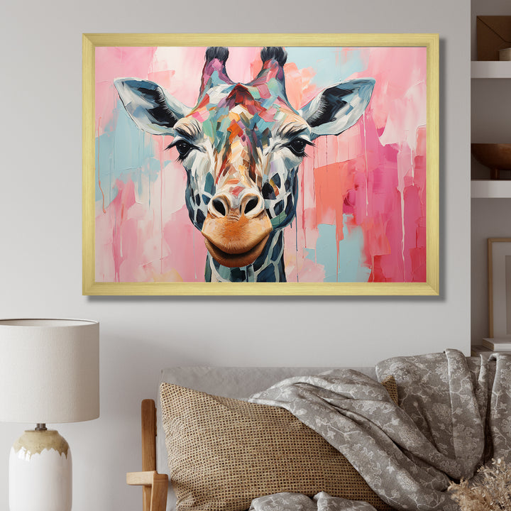 Brown and pink Giraffe Portrait - Giraffe Wall Art Prints