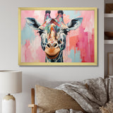 Brown and pink Giraffe Portrait - Giraffe Wall Art Prints
