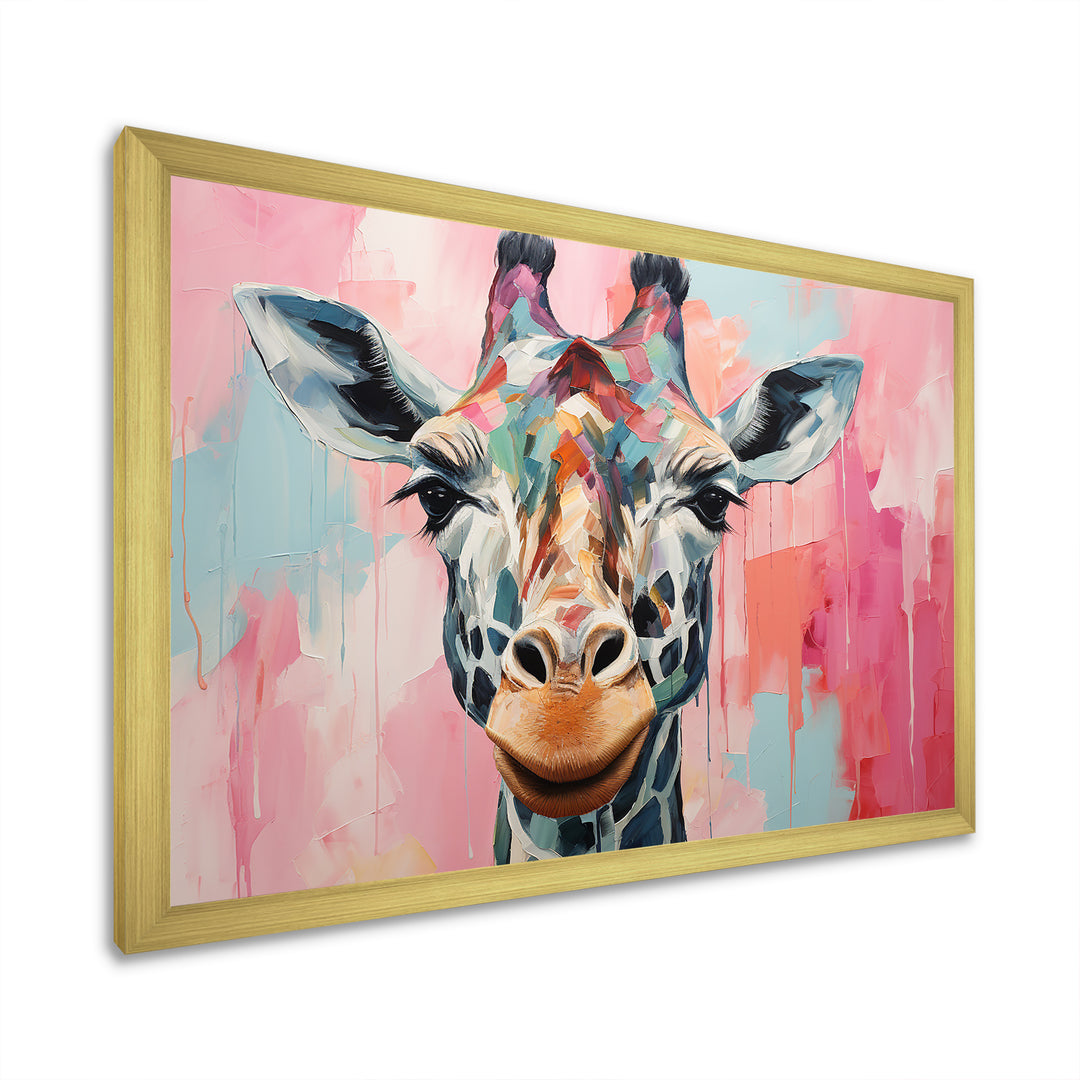 Brown and pink Giraffe Portrait - Giraffe Wall Art Prints