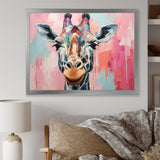 Brown and pink Giraffe Portrait - Giraffe Wall Art Prints