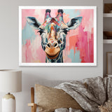 Brown and pink Giraffe Portrait - Giraffe Wall Art Prints
