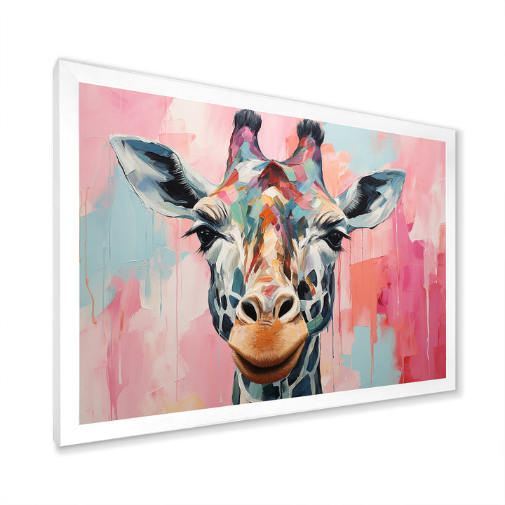 Brown and pink Giraffe Portrait - Giraffe Wall Art Prints