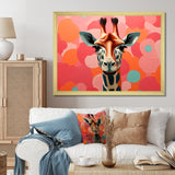 Pink and orange Giraffe Portrait - Pink Giraffe Wall Art