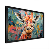 Orange and green Giraffe Portrait - Animals Canvas Wall Art