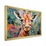 Orange and green Giraffe Portrait - Animals Canvas Wall Art