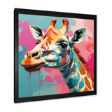 Pink and green Giraffe Portrait - Pink Giraffe Wall Art
