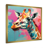 Pink and green Giraffe Portrait - Pink Giraffe Wall Art