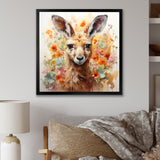 Colorful Kangaroo blooms portrait - Kangaroo Framed Canvas Art