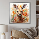 Colorful Kangaroo blooms portrait - Kangaroo Framed Canvas Art