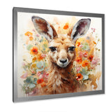 Colorful Kangaroo blooms portrait - Kangaroo Framed Canvas Art