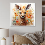 Colorful Kangaroo blooms portrait - Kangaroo Framed Canvas Art
