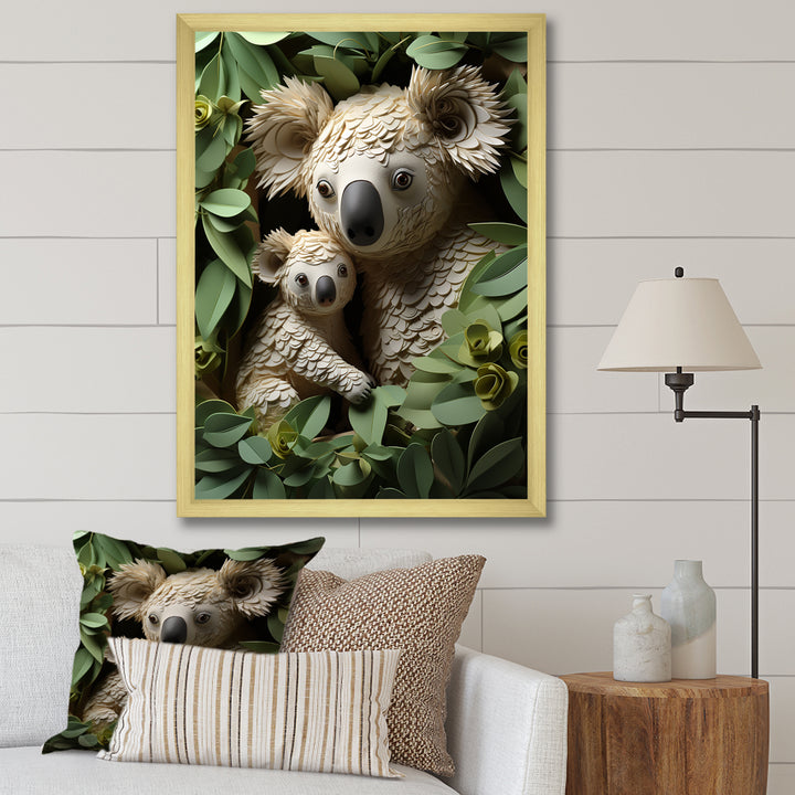 Cuddly koala family - Koala Large Canvas Wall Art