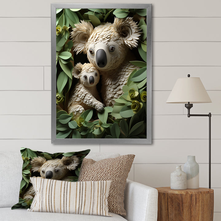 Cuddly koala family - Koala Large Canvas Wall Art