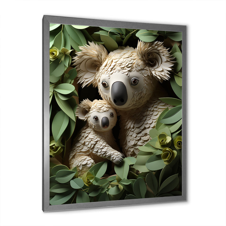 Cuddly koala family - Koala Large Canvas Wall Art