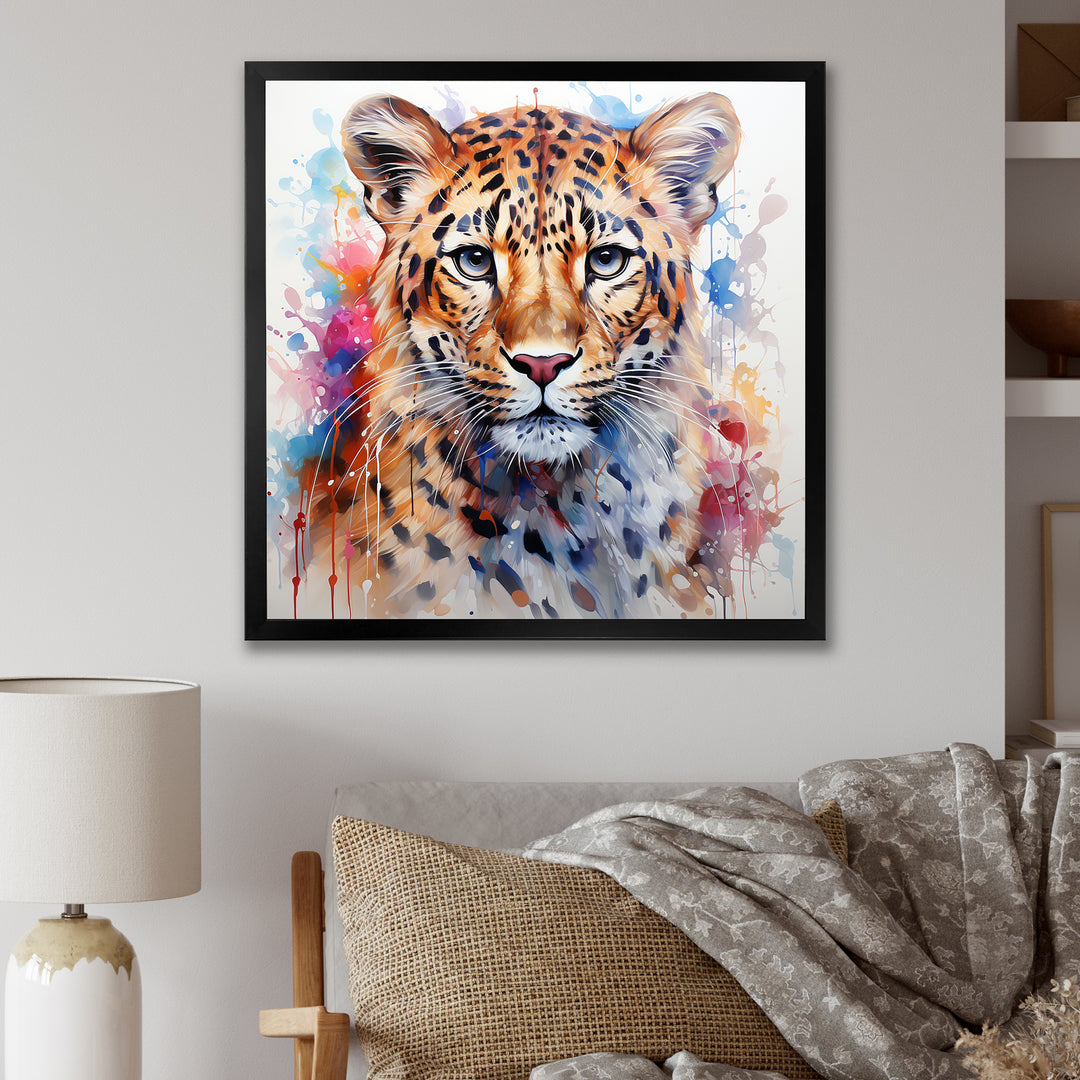 Watercolor Leopard elegance portrait - Multi-Color Leopard Wall Art