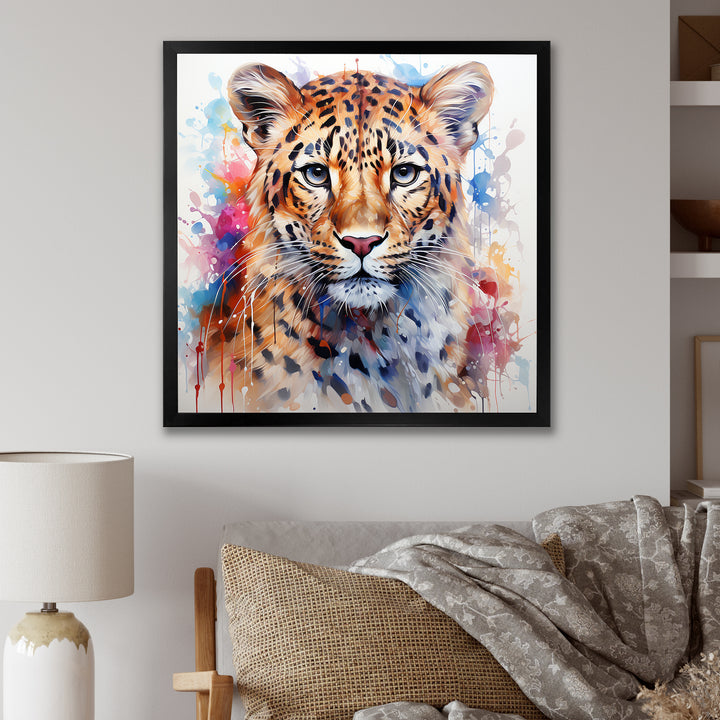 Watercolor Leopard elegance portrait - Multi-Color Leopard Wall Art