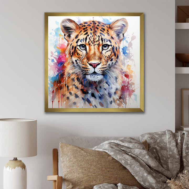 Watercolor Leopard elegance portrait - Multi-Color Leopard Wall Art