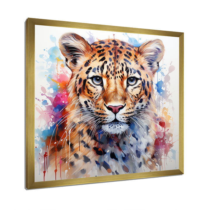 Watercolor Leopard elegance portrait - Multi-Color Leopard Wall Art