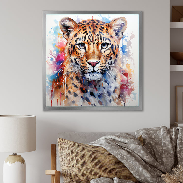 Watercolor Leopard elegance portrait - Multi-Color Leopard Wall Art