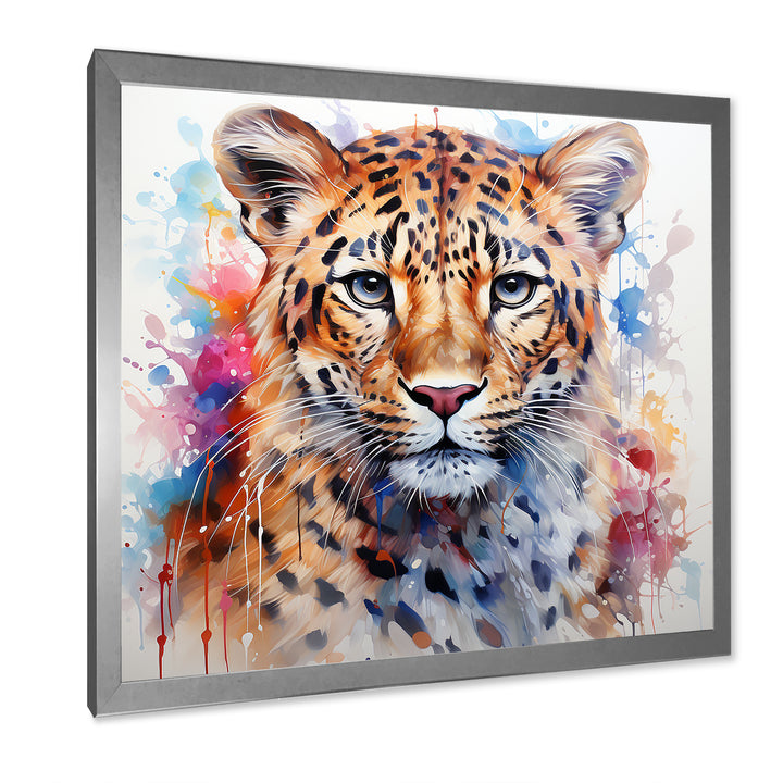 Watercolor Leopard elegance portrait - Multi-Color Leopard Wall Art