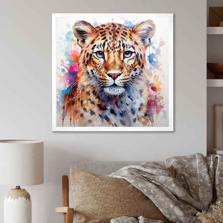 Watercolor Leopard elegance portrait - Multi-Color Leopard Wall Art