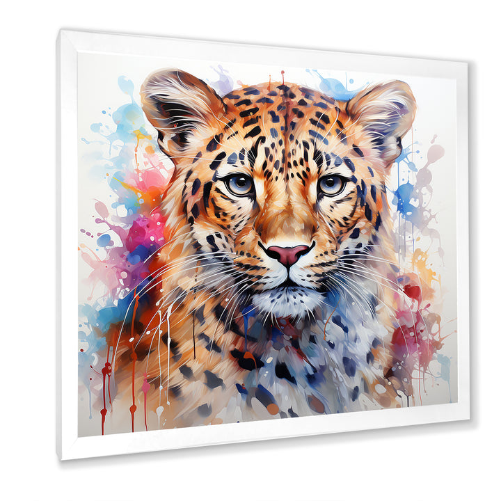 Watercolor Leopard elegance portrait - Multi-Color Leopard Wall Art
