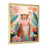 Green and pink Leopard tropical elegance IV - Animals Canvas Wall Art