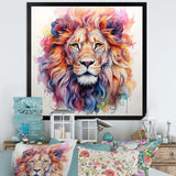 Colorful Royal Lion portrait - Animals Canvas Wall Art