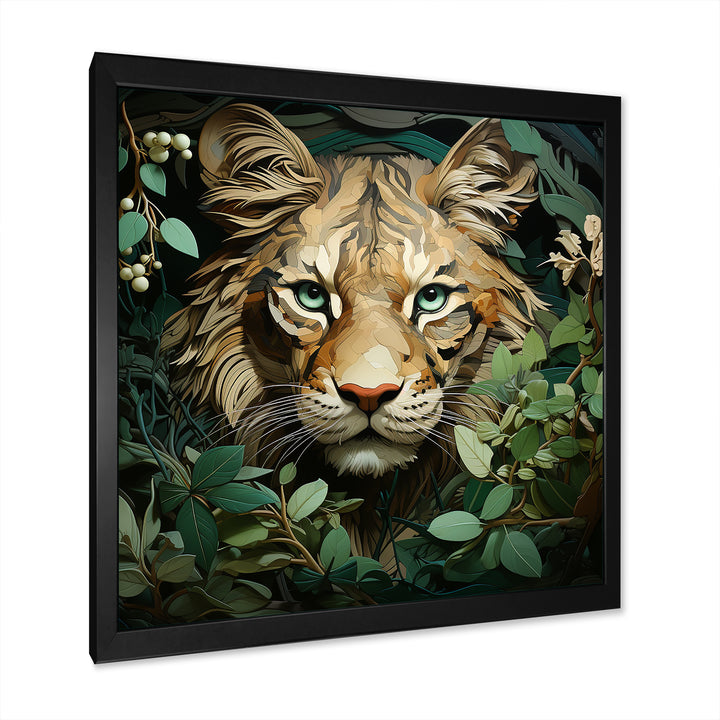 Lion in the green foliage portrait - Lion Wall Art Prints