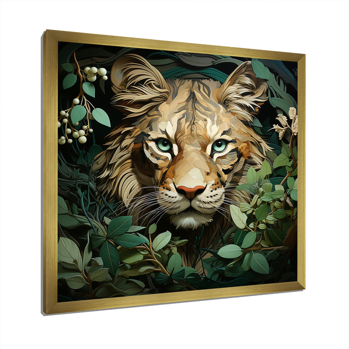 Lion in the green foliage portrait - Lion Wall Art Prints
