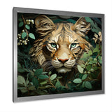 Lion in the green foliage portrait - Lion Wall Art Prints