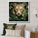 Lion in the green foliage portrait - Lion Wall Art Prints
