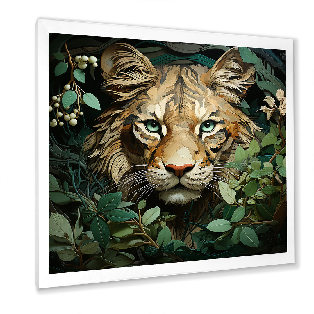 Lion in the green foliage portrait - Lion Wall Art Prints