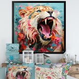 Brown and pink Lion roar - Pink Lion Wall Art