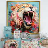 Brown and pink Lion roar - Pink Lion Wall Art