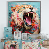 Brown and pink Lion roar - Pink Lion Wall Art