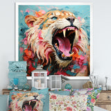 Brown and pink Lion roar - Pink Lion Wall Art