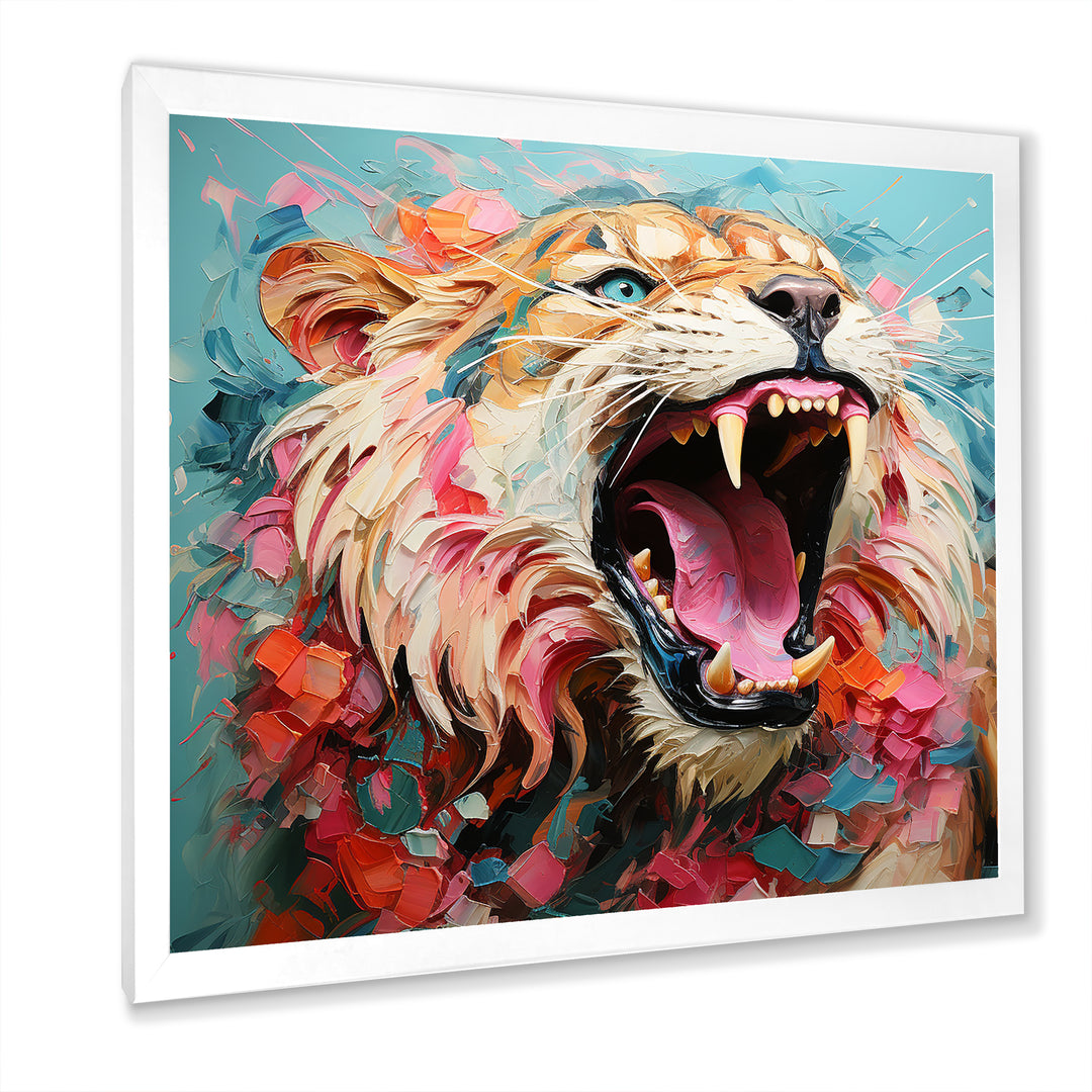 Brown and pink Lion roar - Pink Lion Wall Art