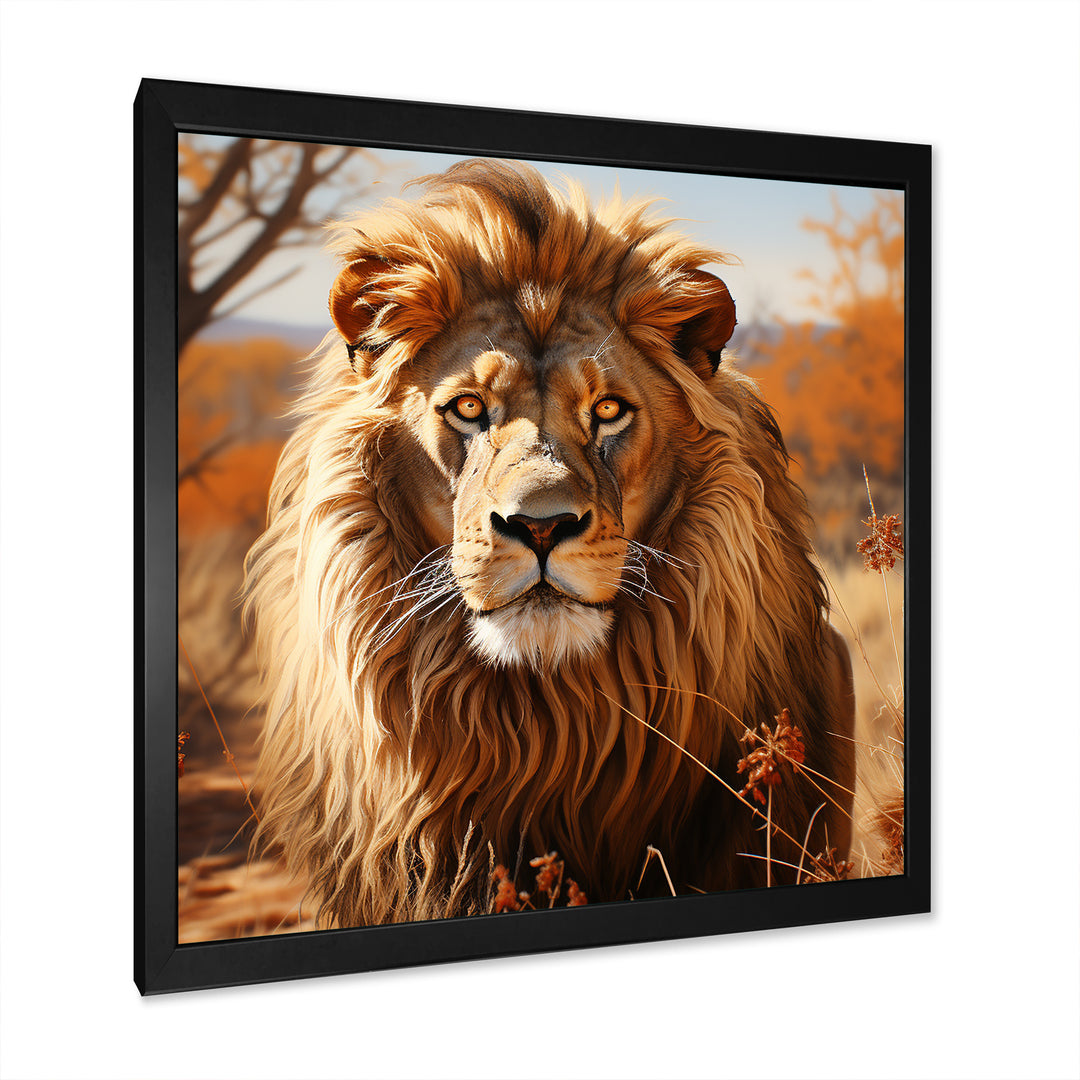lion in an open savannah - Lion Home Decor Art