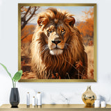 lion in an open savannah - Lion Home Decor Art