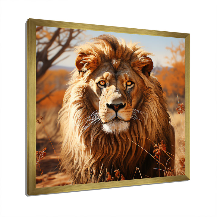 lion in an open savannah - Lion Home Decor Art