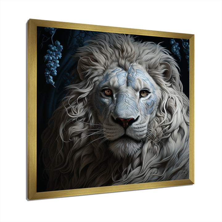 Grey Luminescent Lion - Lion Living Room Wall Art