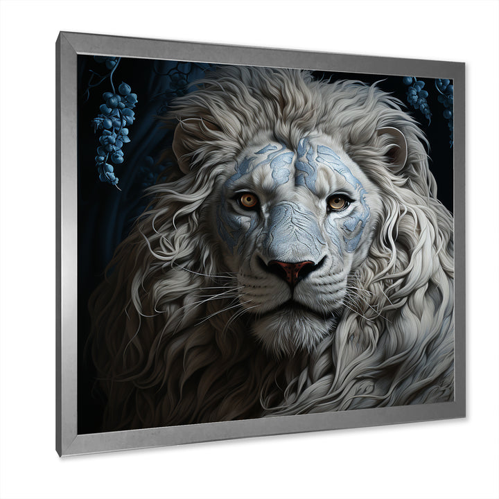 Grey Luminescent Lion - Lion Living Room Wall Art