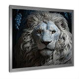 Grey Luminescent Lion - Lion Living Room Wall Art