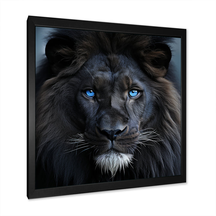 Midnight black and blue lion - Lion Canvas Wall Art