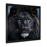 Midnight black and blue lion - Lion Canvas Wall Art