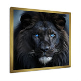 Midnight black and blue lion - Lion Canvas Wall Art