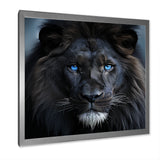 Midnight black and blue lion - Lion Canvas Wall Art