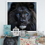 Midnight black and blue lion - Lion Canvas Wall Art