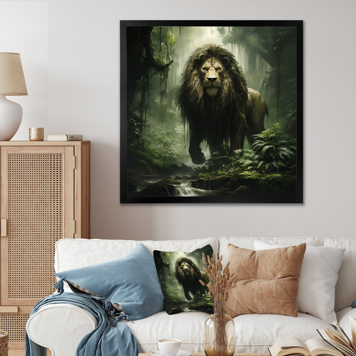 Brown and green Jungle lion Monarch - Lion Wall Art Prints